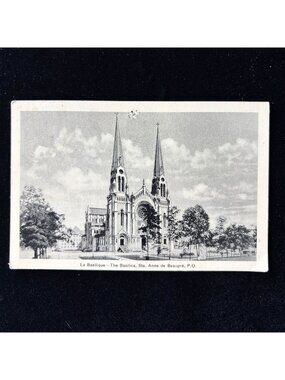 Vintage Postcard 1936 Pilgrimage Message Ste Anne De Beaupre Basilica Quebec